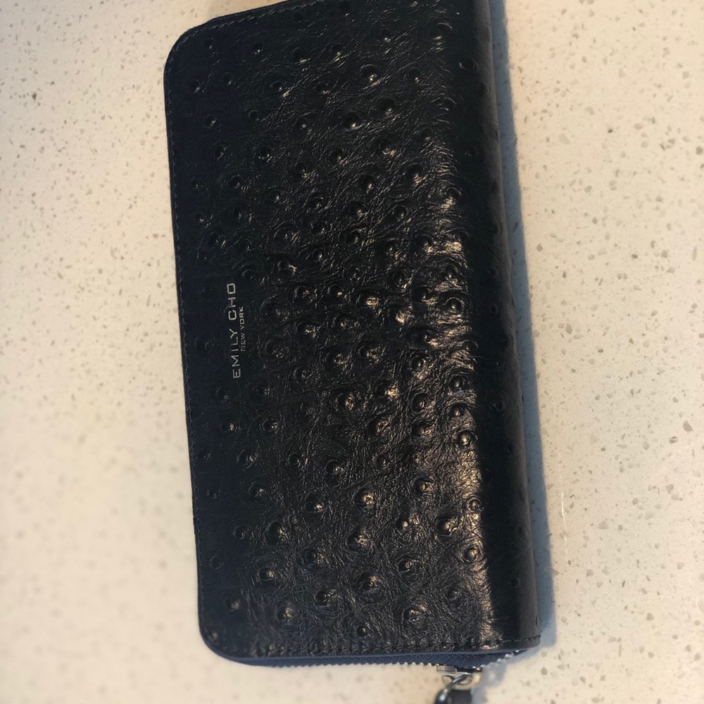 Emily Cho Dark Navy Embossed Leather Wallet